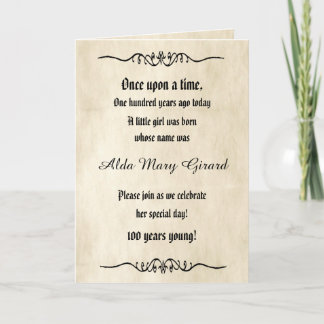 Invitation Centenaire 100e Anniversaire Antique Livre d'histo