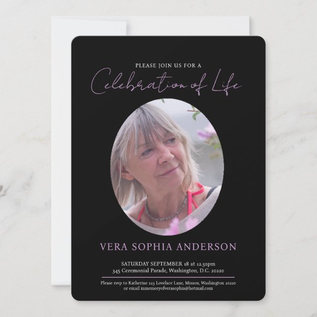 Invitation Centre de service commémoratif photo ovale noir bl (Devant)