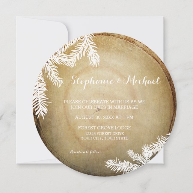 Invitation Centre forestier Woodland Coupe Mariage de tronc d (Devant)