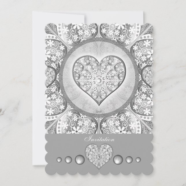Invitation Céramique gris dentelle (Devant)