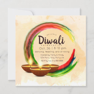 Invitation Cercle d'aquarelle Diwali Diyas