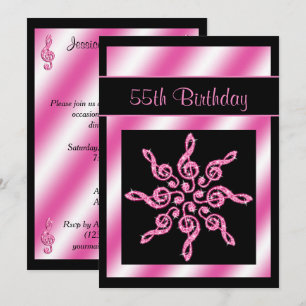 Invitation Cercle élégant et joli de musique pour 55e anniver