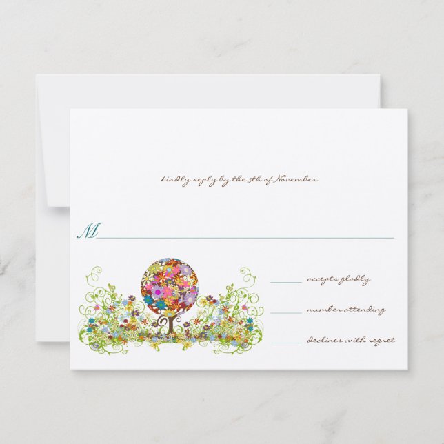 Invitation Cercle Forêt Magique de Mariage d'Amour RSVP (Devant)