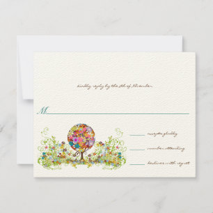 Invitation Cercle Forêt Magique de Mariage d'Amour RSVP