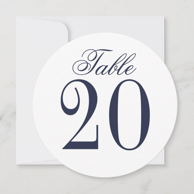 Invitation Cercle Mariage bleu marine Numéro de tableau (Devant)