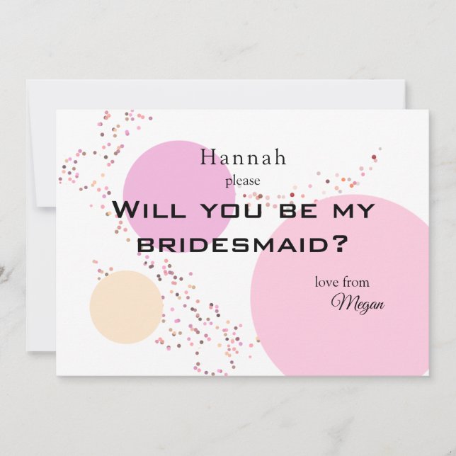 Invitation Cercles Confetti Rose Bridesmaid (Devant)