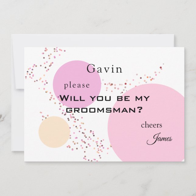 Invitation Cercles Confetti Rose Groomsman (Devant)