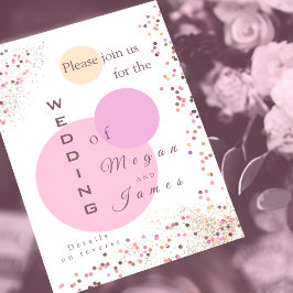 Invitation Cercles de confetti rose mariage