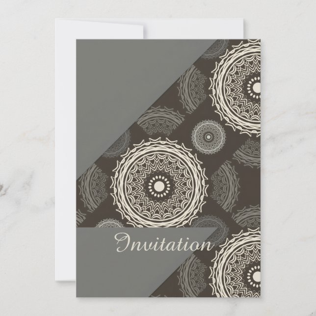 Invitation Cercles Gris Argent Abstrait (Devant)
