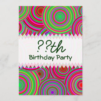 Invitation Cercles rétro roses et verts