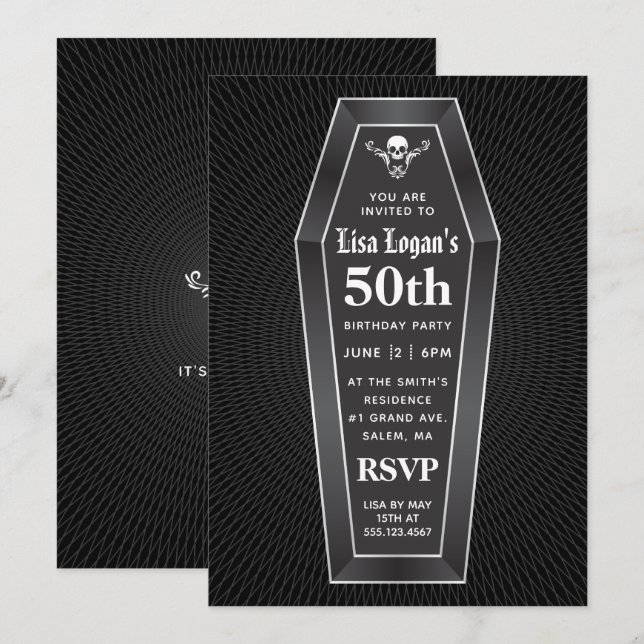 Invitation Cercueil au-dessus de l'invitation de partie de (Devant / Derrière)