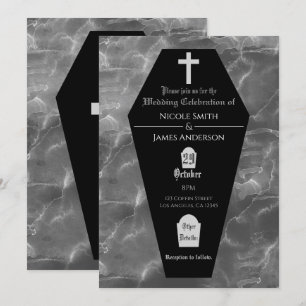 Invitation Cercueil noir pierre tombale gothique mariage Hall
