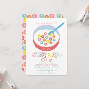 Invitation Cereal-sly One Fille de céréales roses 1er anniver