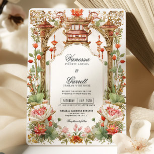 Invitation Cérémonie asiatique du Lotus rouge et du thé Maria