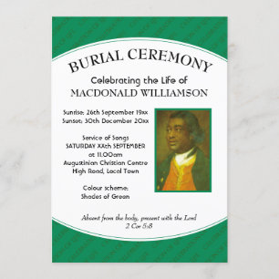 Invitation CÉRÉMONIE BURIALE   Photo   Green   Funérailles