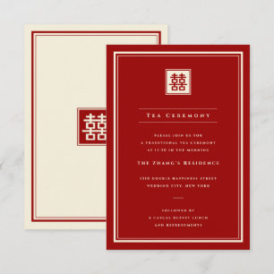 Invitation Cérémonie classique de thé Carré double bonheur