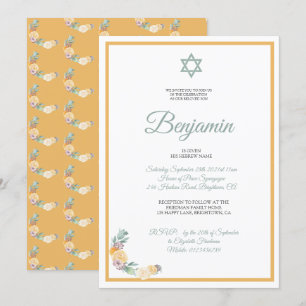 Invitation Cérémonie d'attribution de noms Jewish Baby Boy In
