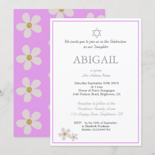 Invitation Cérémonie de baptême de la petite fille Floral héb