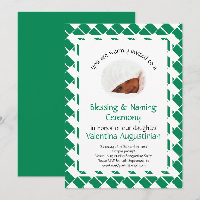 Invitation CÉRÉMONIE DE BÉNÉDICTION DU NOM | Nigeria Drapeau  (Devant / Derrière)
