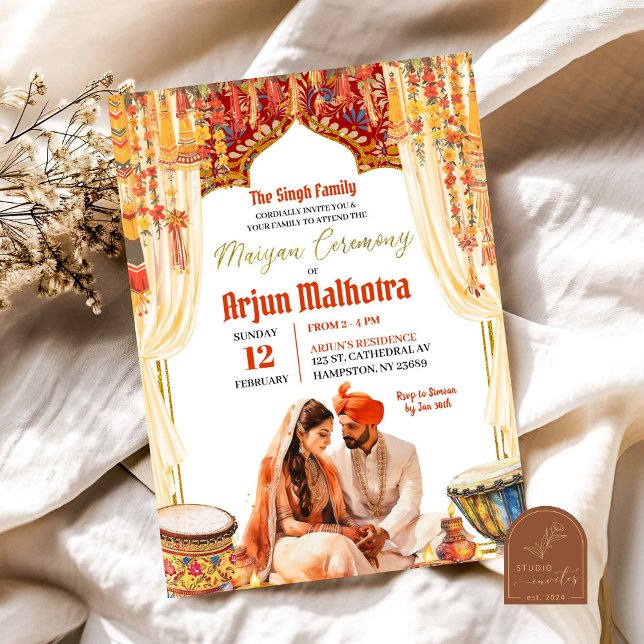 Invitation Cérémonie de Floral Dholki Maiyan (Créateur téléchargé)