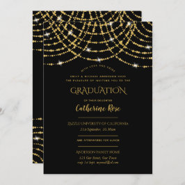 Invitation Cérémonie de graduation en or noir classique + Réc