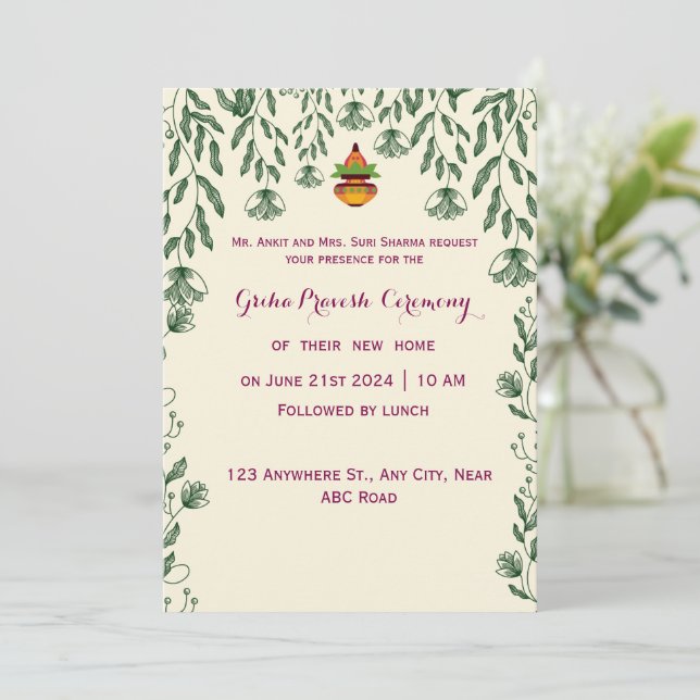 Invitation Cérémonie de Griha Pravesh (Debout devant)