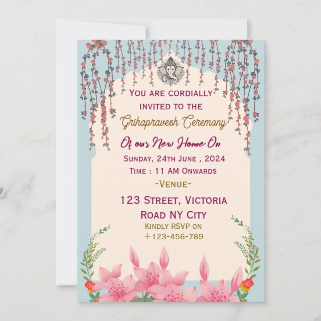 Invitation Cérémonie de Grihapravesh (Devant)