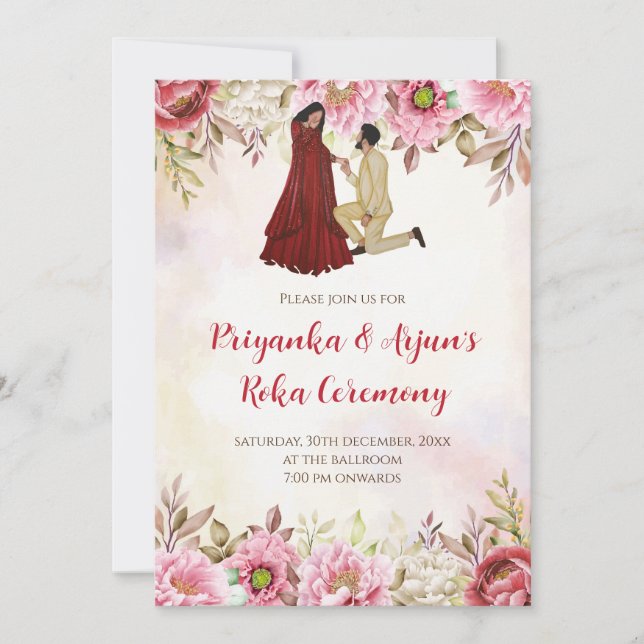 Invitation Cérémonie de la bague numérique Fiançailles indien (Devant)