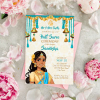 Cérémonie de la demi-Saree mignonne fille indienne