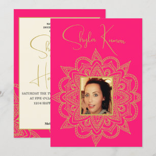 Invitation Cérémonie de la demi-Saree Or rose indien