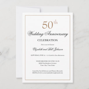 Invitation Cérémonie de mariage de 50 ans en or chic noir