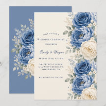 Cérémonie de mariage florale rose bleue et crème 