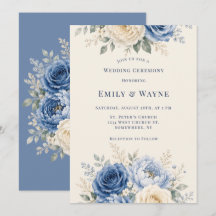 Cérémonie de mariage florale rose bleue et crème 