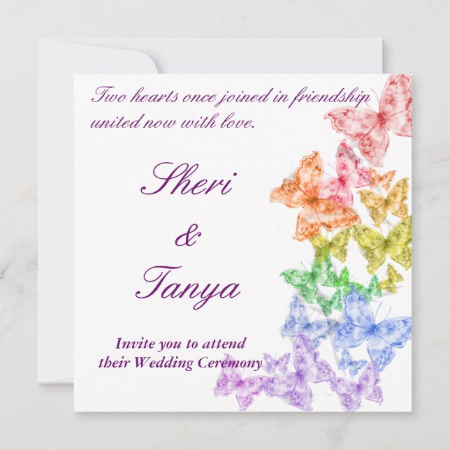 Invitation Cérémonie de Mariage gay lesbien Rainbow Invitatio (Devant)
