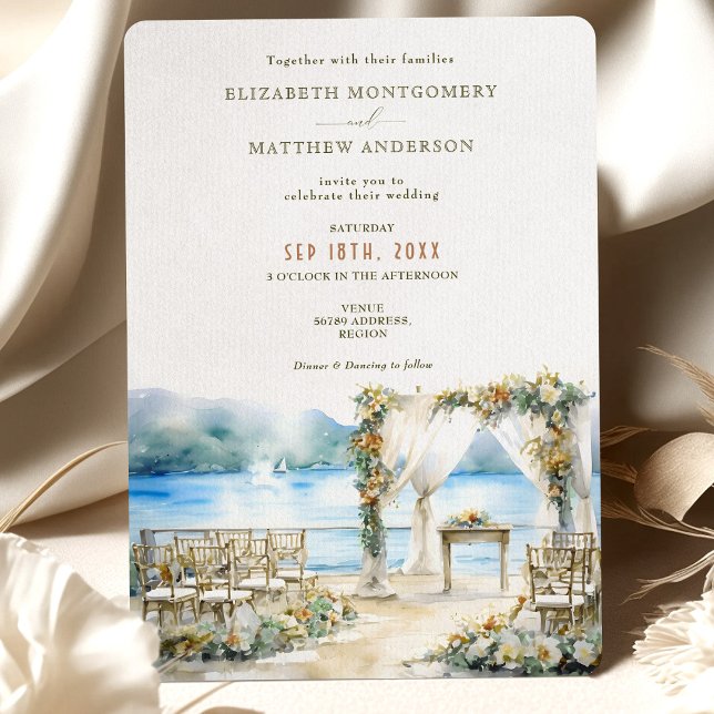 Invitation Cérémonie de Mariage romantique en bord de lac Aqu (Créateur téléchargé)