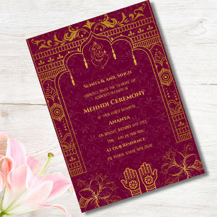 Invitation Cérémonie de Mehndi de la Mariée Indienne Éléments