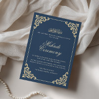 Cérémonie de Mehndi Henna Bleu Marine Baroque Vint