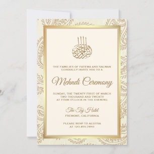 Invitation Cérémonie de Mehndi islamique à motifs paisley crè