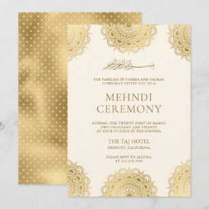 Invitation Cérémonie de Mehndi musulmane de motif asiatique c