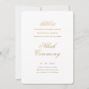 Invitation Cérémonie de Nikah à l'écriture dorée simple et mo