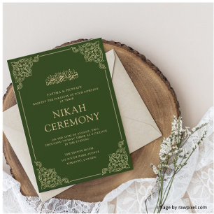 Invitation Cérémonie de Nikah vert Mariage musulman islamique