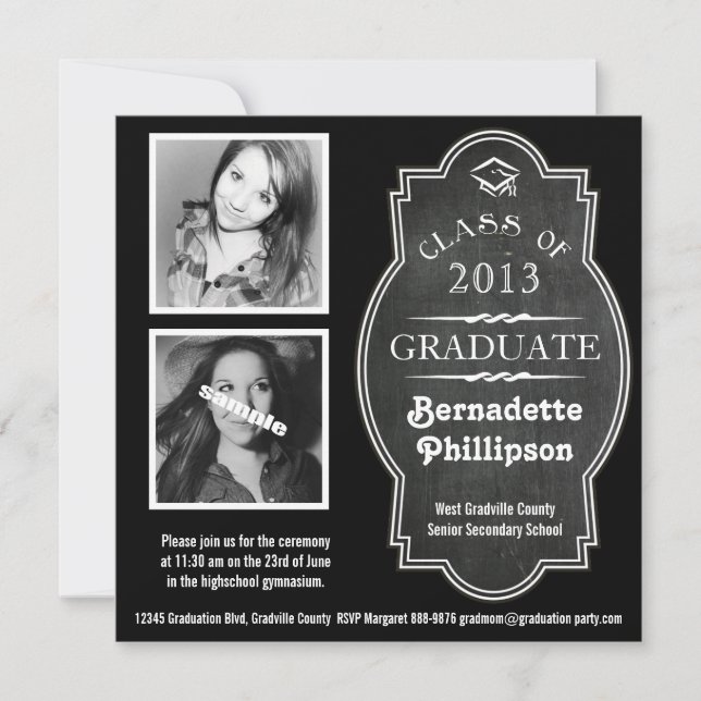 Invitation Cérémonie de remise de diplômes en double photo du (Devant)