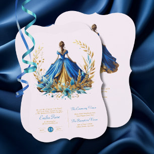 Invitation Cérémonie de remise de robe de la Quinceanera d'or