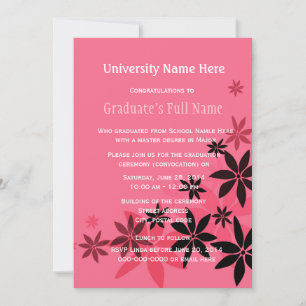 Invitation Cérémonie de remise des diplômes floraux roses (co