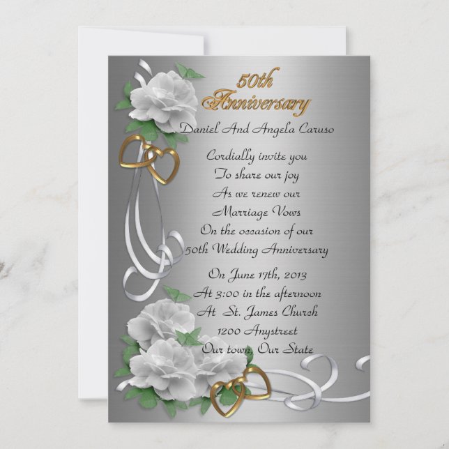 Invitation Cérémonie de renouvellement de vœux pour les 50 an (Devant)
