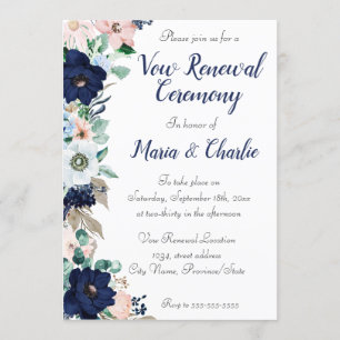 Invitation Cérémonie de renouvellement de Vow Florals élégant