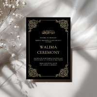 Cérémonie de Walima noire à l'écriture dorée baroq