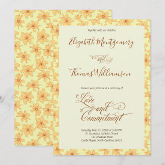 Invitation Cérémonie d'engagement floral jaune doux Invitatio