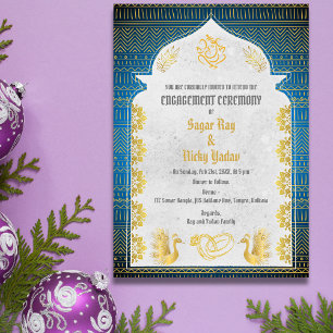 Invitation Cérémonie d'engagement hindou indien aux éléments 