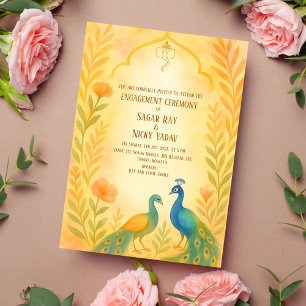 Invitation Cérémonie d'engagement hindoue indienne florale de